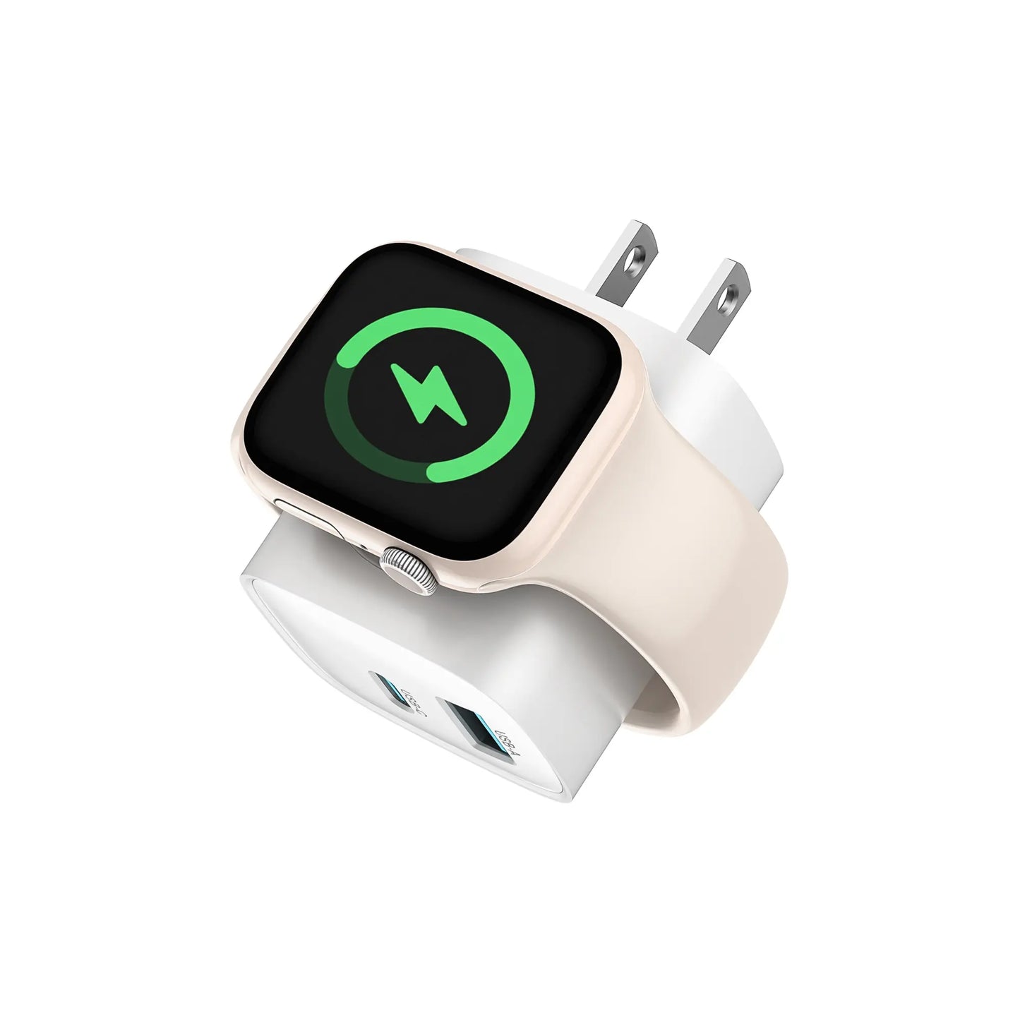 【Fast Charger】 Tessan 3-In-1 PD20W USB C Charger Block with Built-In Wireless Watch Charging, Dual Ports Wall Charger Compatible with Iwatch Ultra/9/8/7/6, Iphone 17/17 Pro/16/16 Pro/15 Series, Electronic Cellphone, Apple Watch Seires