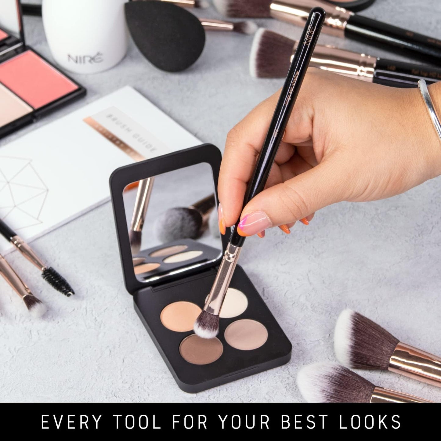 Beauty Professional Makeup Brush Set, Vegan, 15Pc, Black Rose Gold | Kabuki, Blusher, Foundation, Powder, Contour, Eyeshadow, Brow Heads, Blending Sponge, Brush Cleaner, Beginner Guide, Gift Box