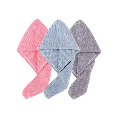Solid Color Hair Towel Textured Dry Hair Cap 9.8' X 25.5' Absorbent Hair Towel Wrap for Button-Down Women