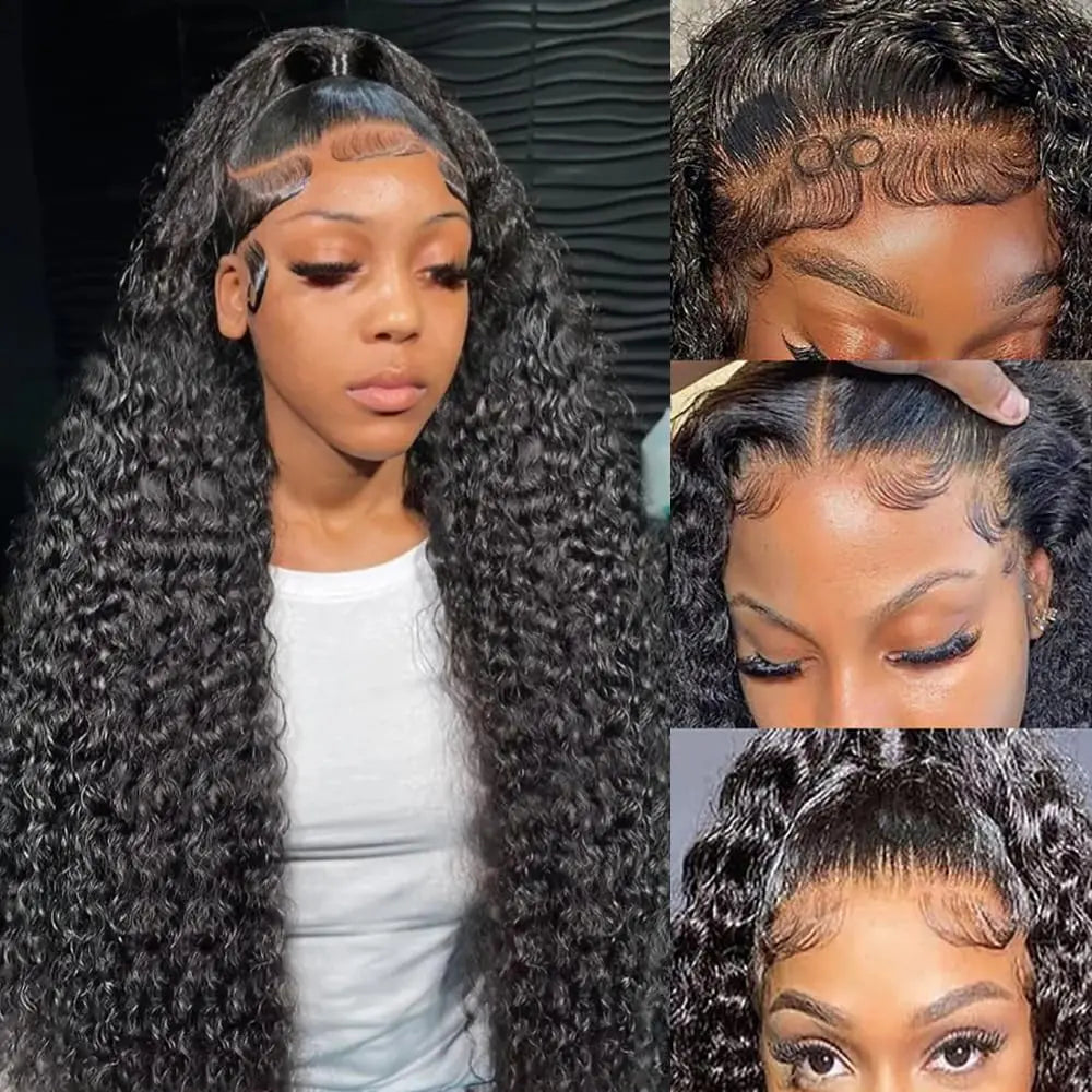 Chocolate Brown 13X6 Lace Front Wigs Human Hair Deep Wave Wig, 180 Density HD Transparent Lace Frontal Deep Wave Wigs for Women, Pre Plucked with Baby Hair, Curly Wig Brown Color