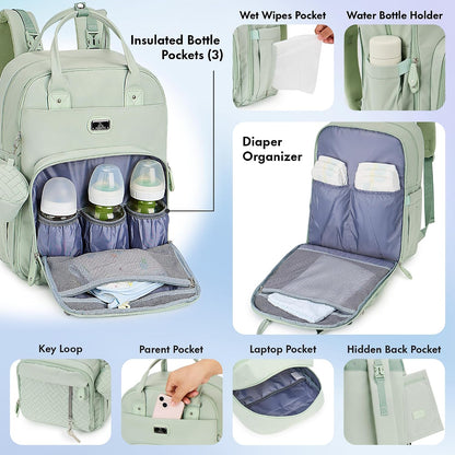 Baby Changing Bags Backpack, Large Baby Bag, 19 Pockets, Outdoors