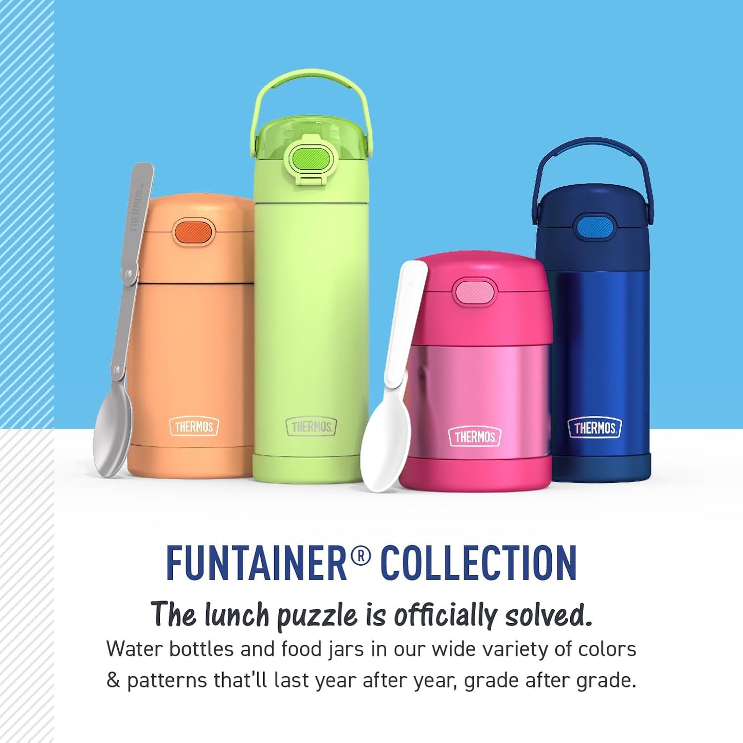 FUNTAINER 16 Ounce Stainless Steel Vacuum Insulated Bottle with Wide Spout Lid, Mint