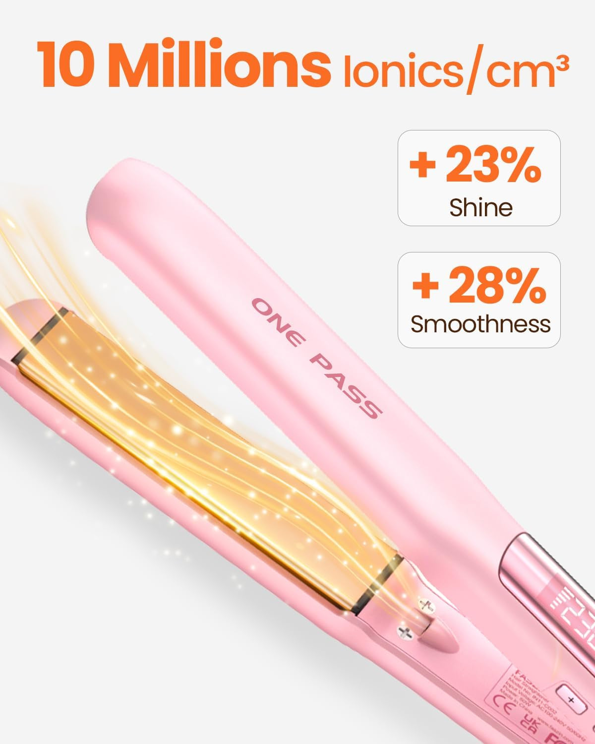 Hair Straighteners, Ionic Titanium Plate for Smooth Shiny Results, 20S Fast Heat up Flat Iron, Clear LCD Display, 2 in 1 Straightener and Curler Styling Tool for Straighten Hair | Fast Heating Titanium Flat Iron with Negative Ions, 3D Floating Plates for Smooth Styling, 11 Adjustable Temps (Pink)