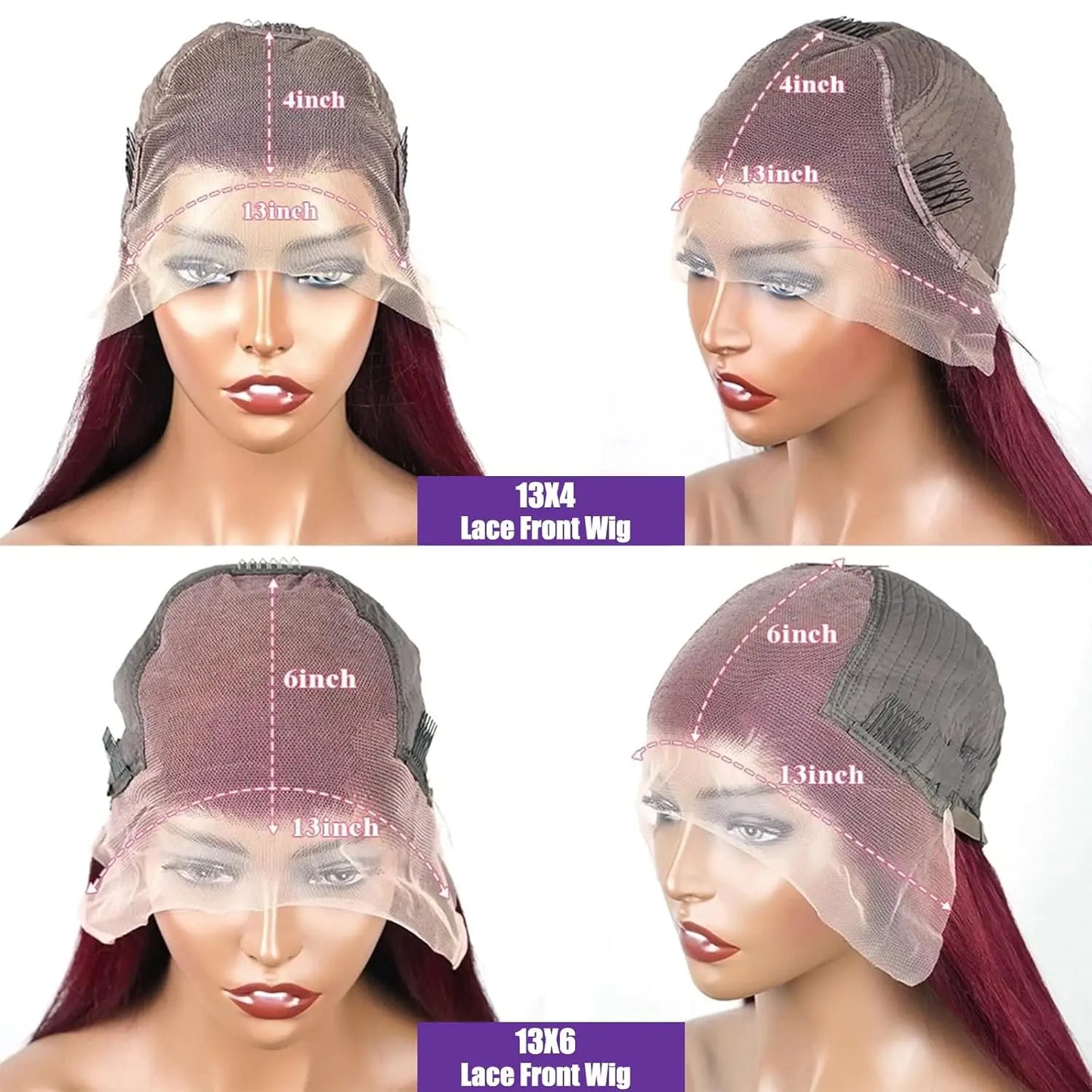 Tuneful 99J Burgundy Straight Lace Front Wigs Human Hair 99J Colored 13X6 HD Transparent Lace Frontal Wigs for Women 180% Density Human Hair Wigs Pre Plucked with Baby Hair