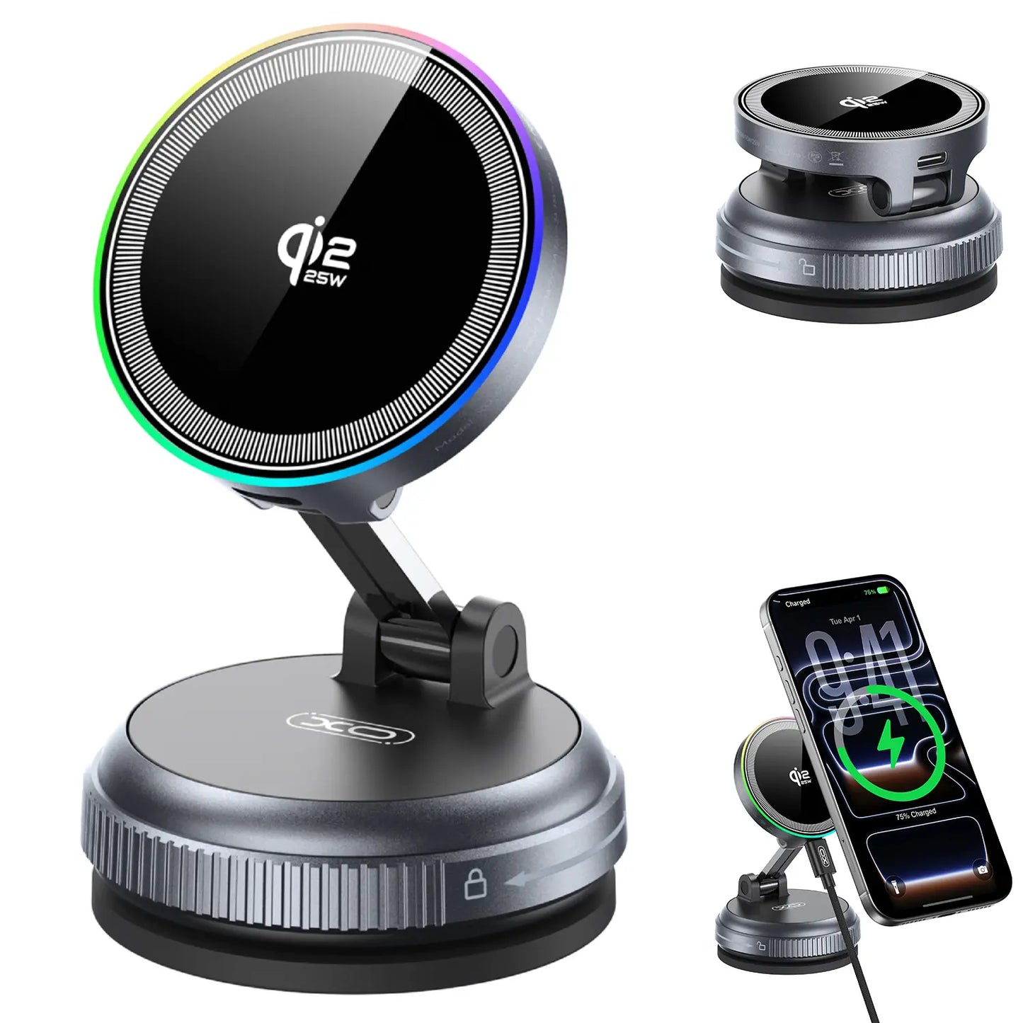 Qi2.2 25W Magsafe Car Mount Charger, Magsafe Car Charger, Suction Wireless Charger,Air Vent/Dashboard Magnetic Wireless Phone Holder Mount for Iphone 17/16/15/14/13/12, Galaxy S25, Pixel 10, Fast Charging