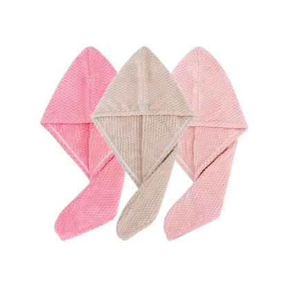 Solid Color Hair Towel Textured Dry Hair Cap 9.8' X 25.5' Absorbent Hair Towel Wrap for Button-Down Women