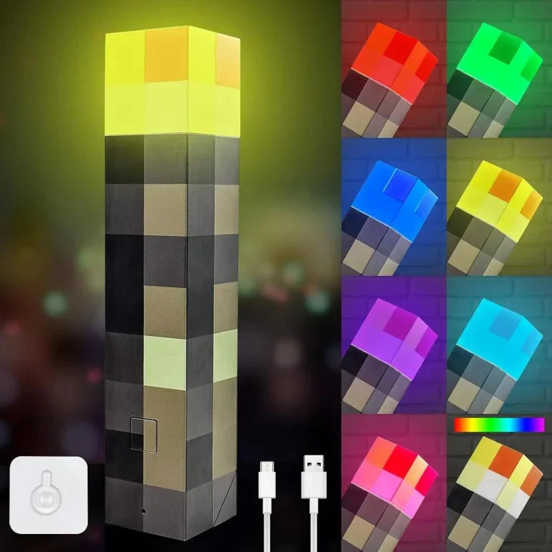 Minecraft Lamp | Pixel Fakkel Met Warm LED Licht