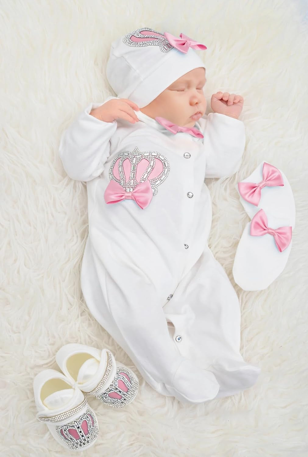 Baby Girl Newborn Jewels Layette 4 Piece Gift Set