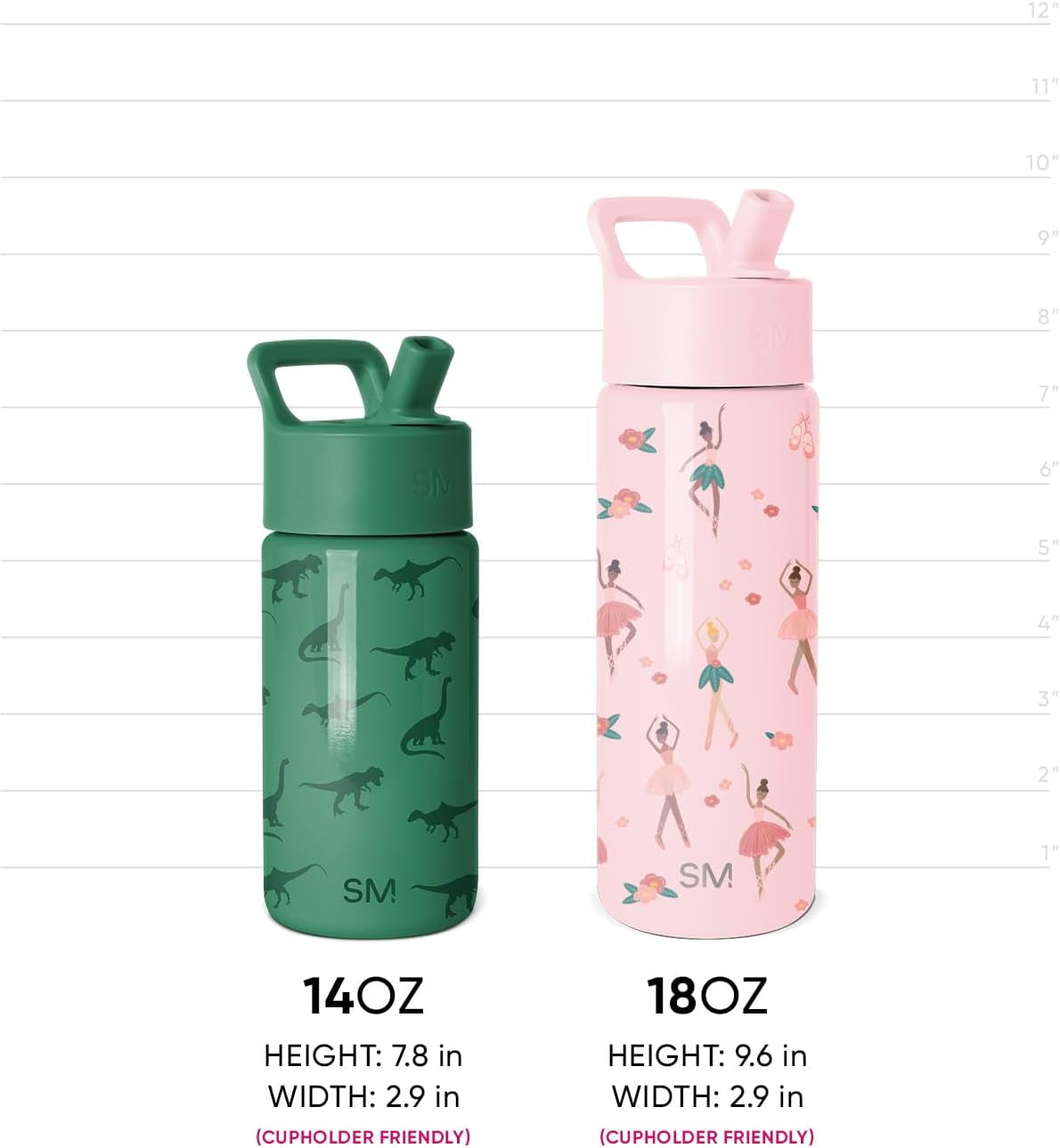 Kids Water Bottle with Straw | Insulated Stainless Steel Reusable Tumbler for Girls, Boys | Summit Collection | 415Ml | Pink Ballerina