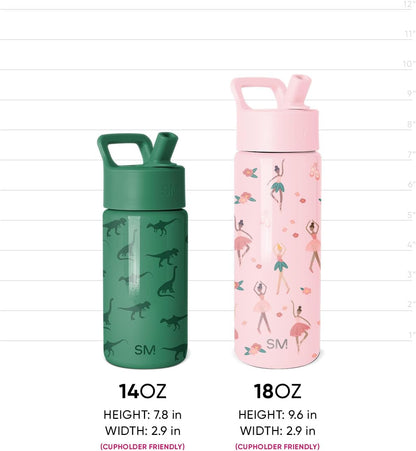 Kids Water Bottle with Straw | Insulated Stainless Steel Reusable Tumbler for Girls, Boys | Summit Collection | 415Ml | Pink Ballerina