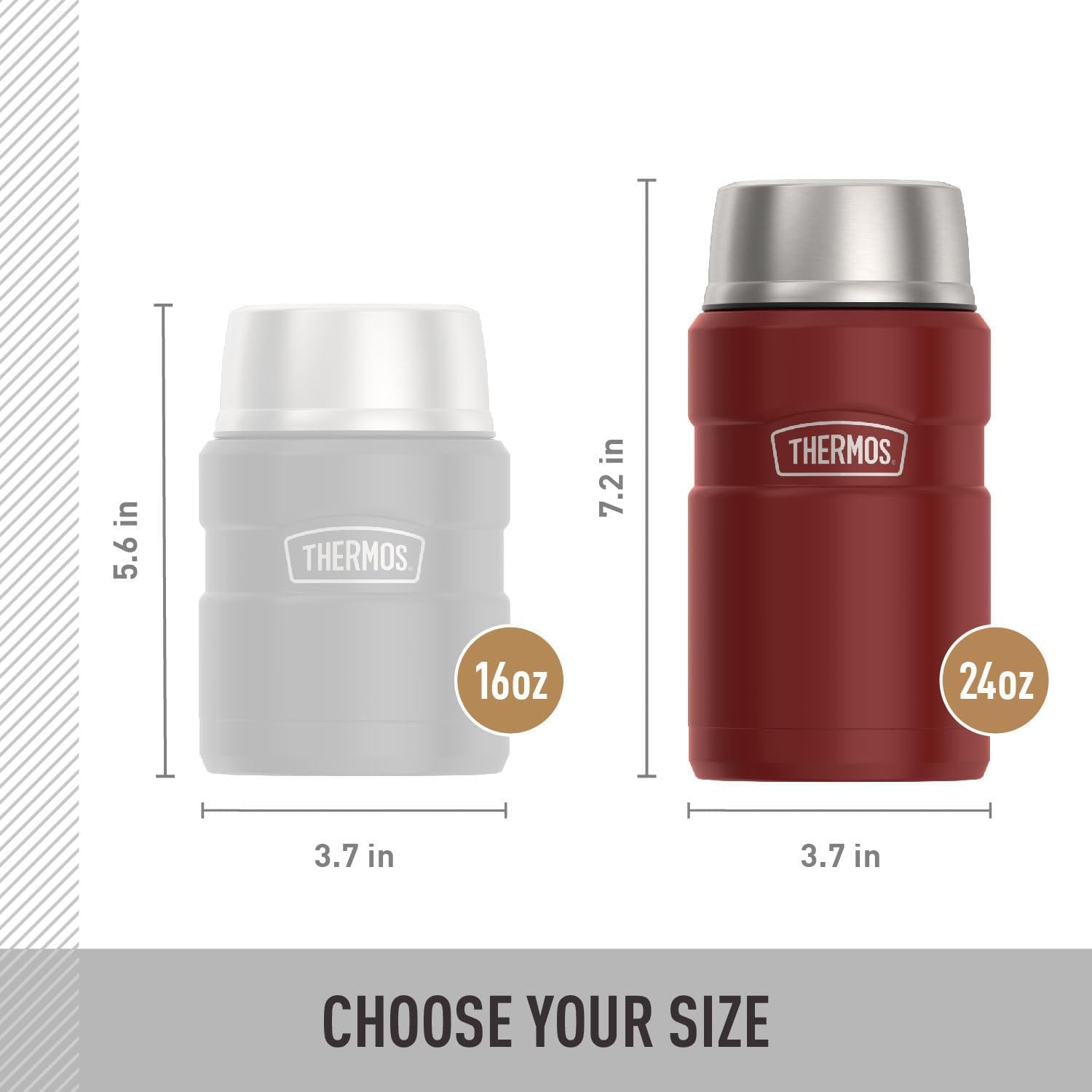 SK3020MR4 Vacuum-Insulated Food Jar with Spoon, 24 Ounce, Matte Red