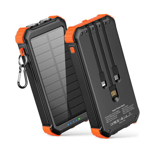 45800Mah Solar Power Bank, Built in 3 Cables Portable Phone Charger with USB C, 5V3.1A QC 3.0 Fast Charging, Compatible with Iphone, Samsung, Google, Apple, and More Smartphone Tiktokshopbacktoschool