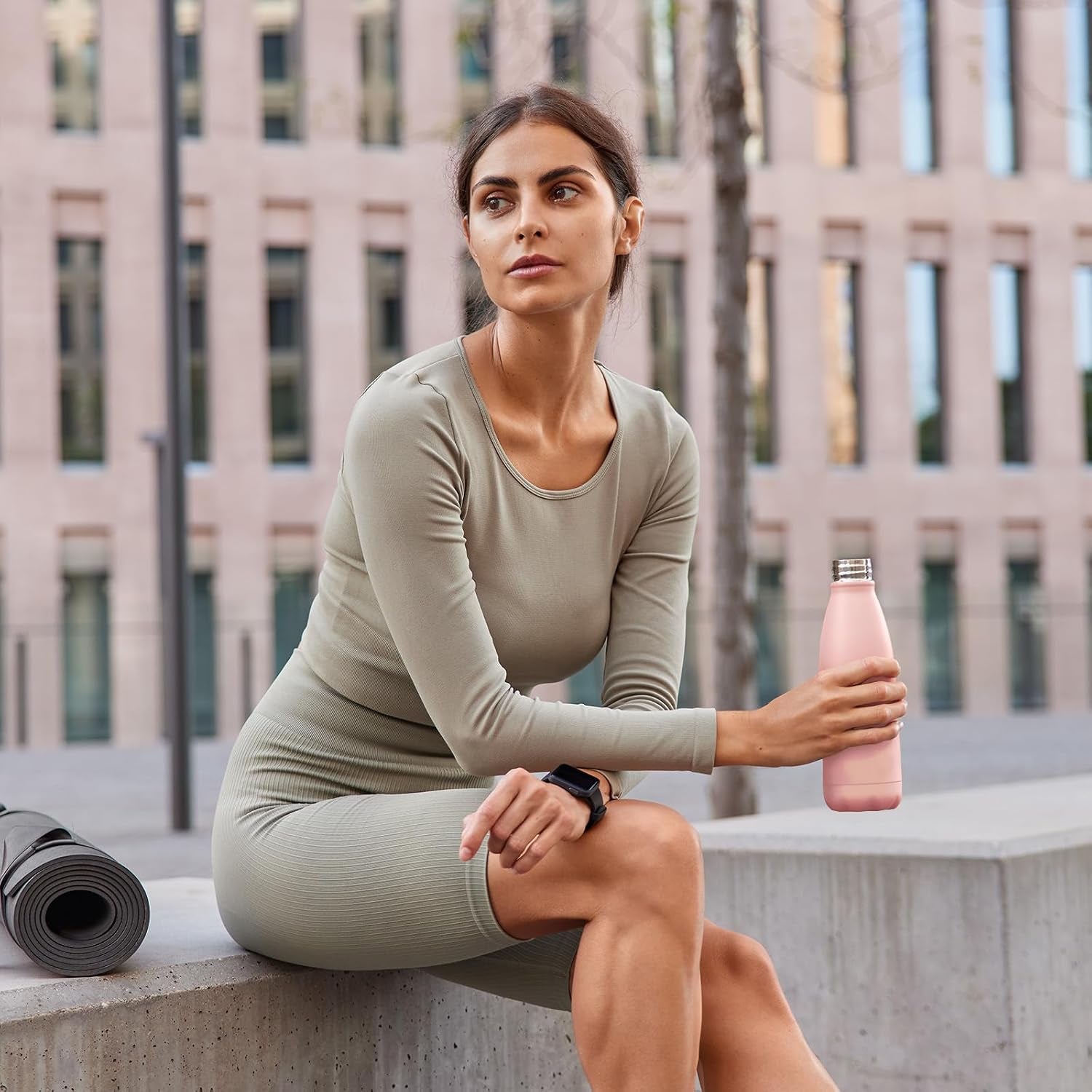 Stainless Steel Water Bottle, Vacuum Insulated - BPA Free, 12H Hot & 24H Cold Drinks, Metal Water Bottle 500ML Leakproof, Ideal for Adult, Kids, Running - Mellow Rose