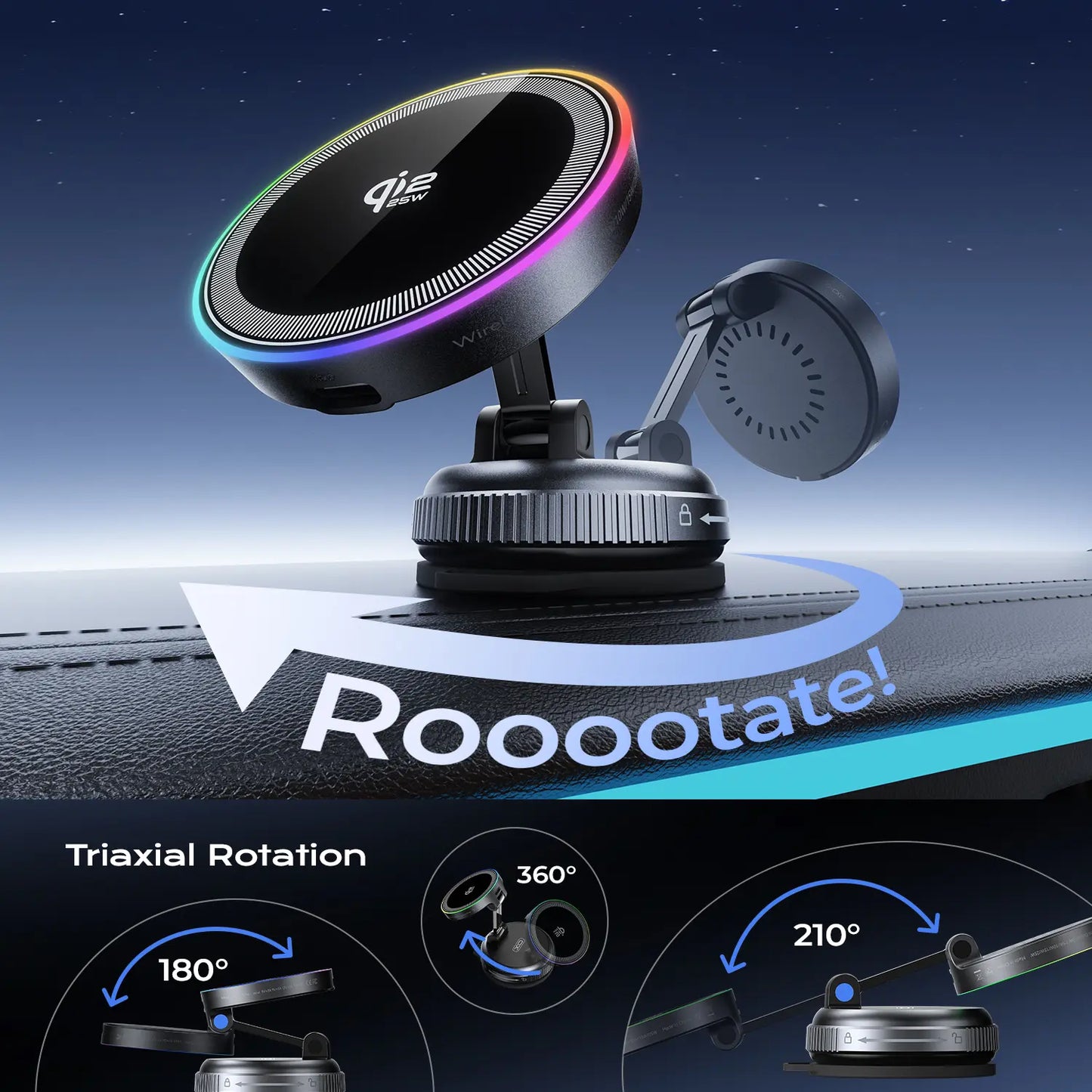 Qi2.2 25W Magsafe Car Mount Charger, Magsafe Car Charger, Suction Wireless Charger,Air Vent/Dashboard Magnetic Wireless Phone Holder Mount for Iphone 17/16/15/14/13/12, Galaxy S25, Pixel 10, Fast Charging