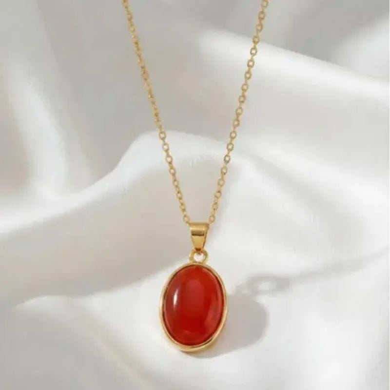 CARNELIAN ATTRACTION PENDANT CHAIN NECKLACE | 18K Gold Filled - Attracts Love, Passion, and Soulmate Energy | Woman Jewelry