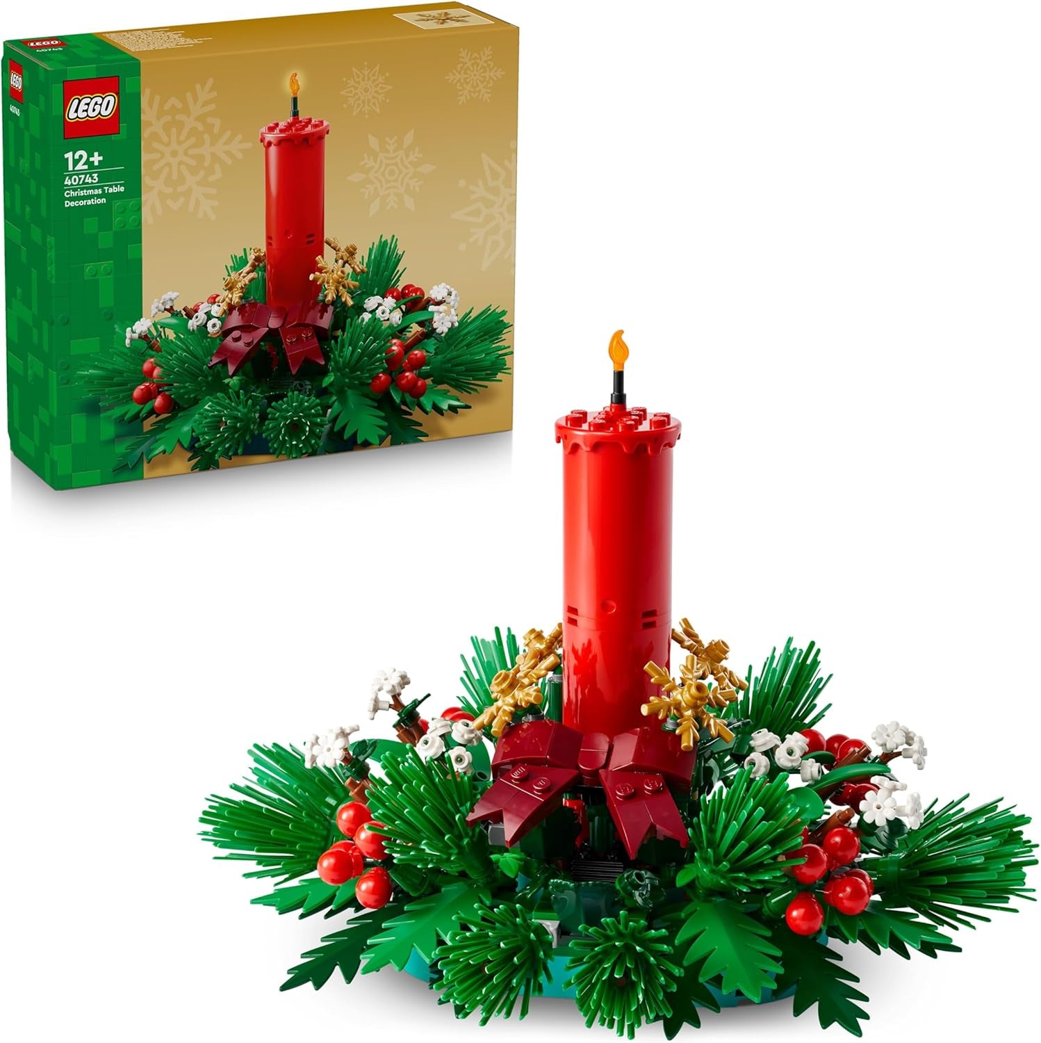 LEGO Christmas Table Decoration - Building Toy Incl. a Candle, Red Berries, Golden Stars and Foliage for Festive Decor - Fun Family Activity - Gift for 12+ Year Old Girls, Boys & Teens - 40743 | Includes Candle, Red Berries, Golden Stars and Foliage, for 15+ Year Old Girls, Boys & Teens