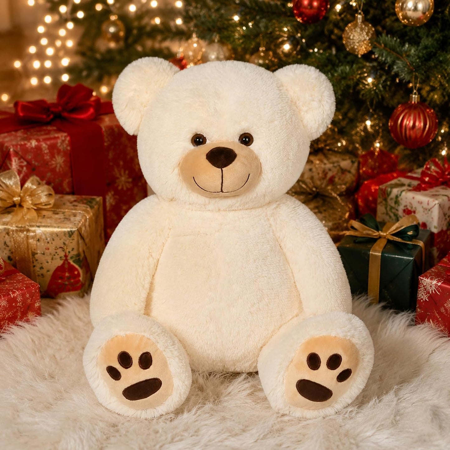 Teddy Bear Stuffed Animals, 20 Inch Soft Plush Toy, Beige | Cute Footprint Plushie for Easter and Birthday Gifts, Soft Huggable Toy for Toddlers Cuddling, Snuggling & Bedtime.