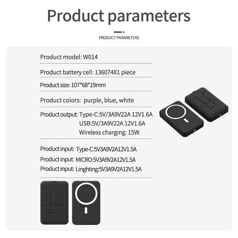 10000Mah Magnetic Wireless Power Bank with Foldable Stand, LED Battery Display, Multi-Device Charging Support, Portable Charger for Iphone 17/16/15/14/13/12 Series Tiktokshopbacktoschool
