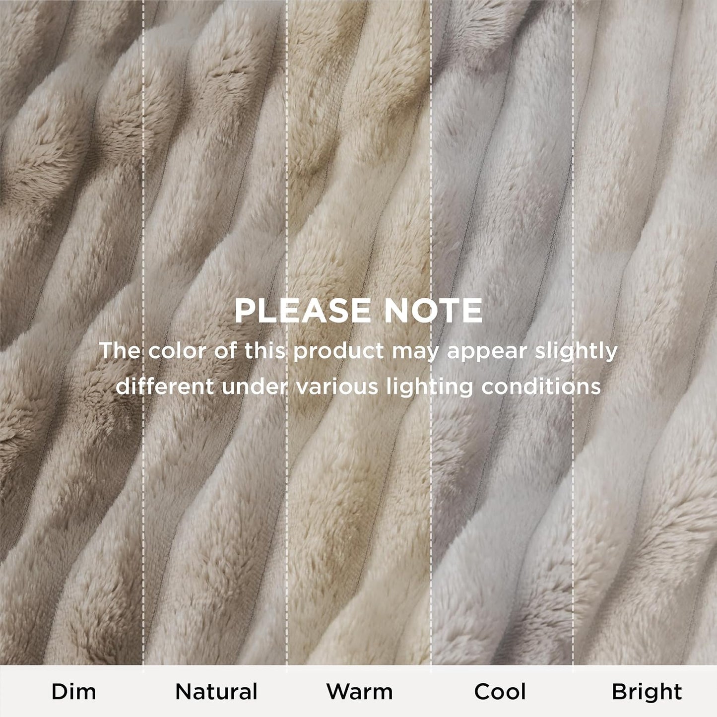Fleece Throw Blanket for Bed - Fluffy Throw, Beige, 220X240 Cm | Striped Soft Cute and Cosy, Lightweight Warmth, Perfect for Room Decor, Travel, Camping, Gifts for Women and Girls