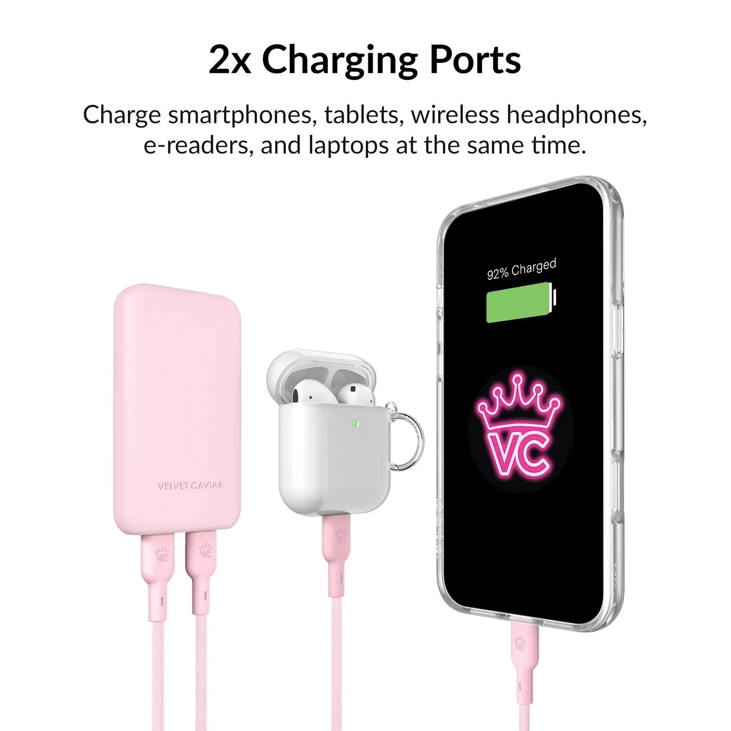 Strawberry Milk Fast Charging Set, Dual Port Wall Adapter + 6Ft USB-C Cable