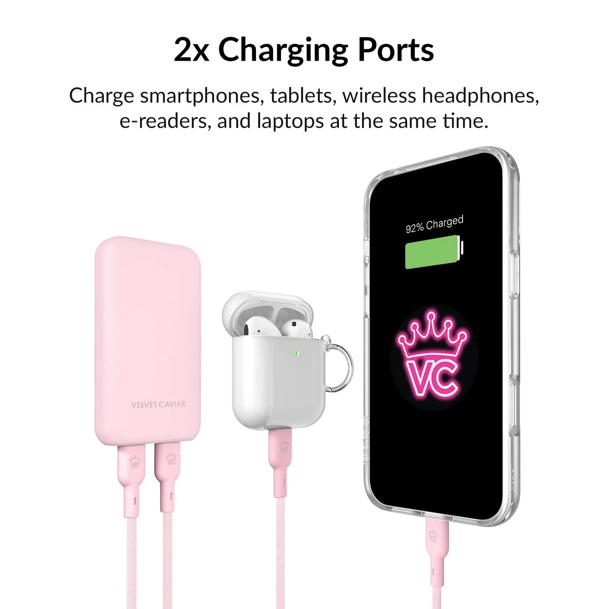 Strawberry Milk Fast Charging Set, Dual Port Wall Adapter + 6Ft USB-C Cable