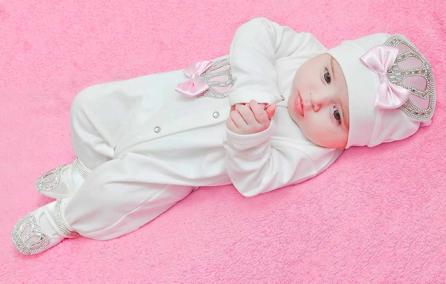 Baby Girl Newborn Jewels Layette 4 Piece Gift Set