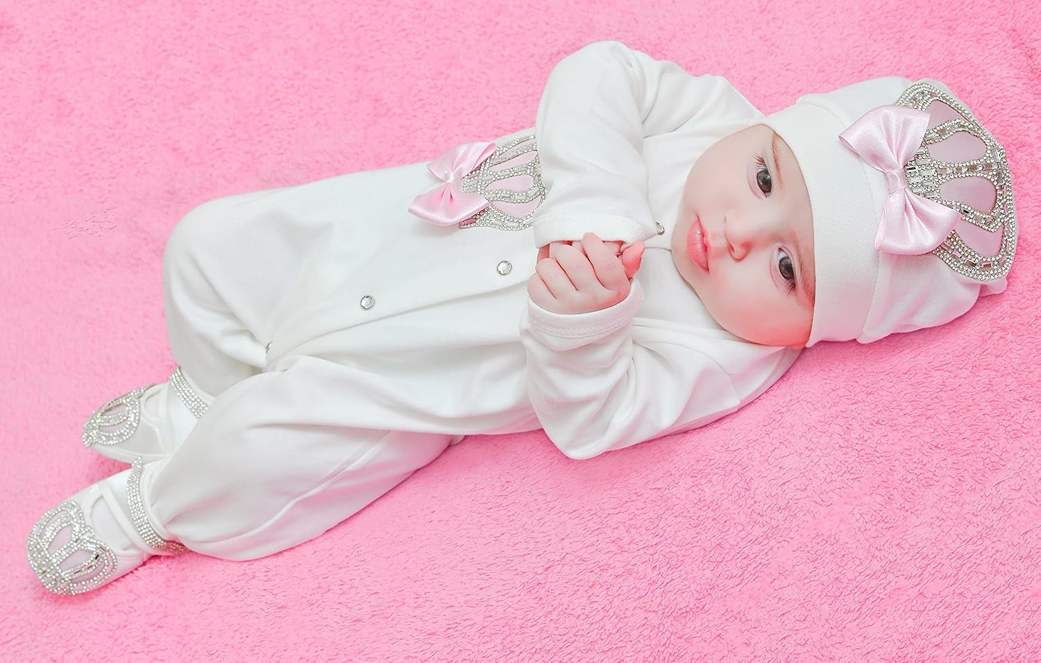 Baby Girl Newborn Jewels Layette 4 Piece Gift Set