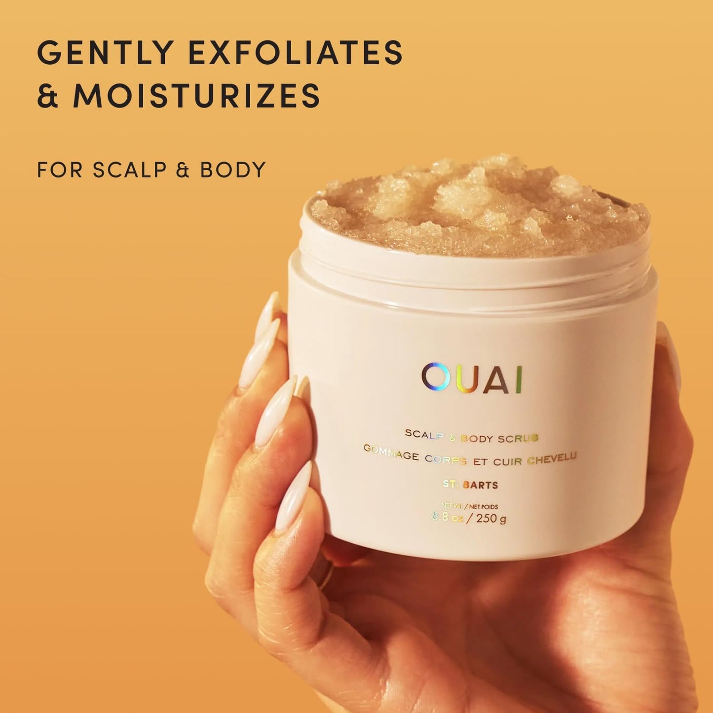 Scalp & Body Scrub, St. Barts - Foaming Coconut Oil Sugar Scrub & Gentle Scalp Exfoliator Cleanses, Removes Buildup & Moisturizes Skin - Paraben, Phthalate and Sulfate Free Body Care - 250G