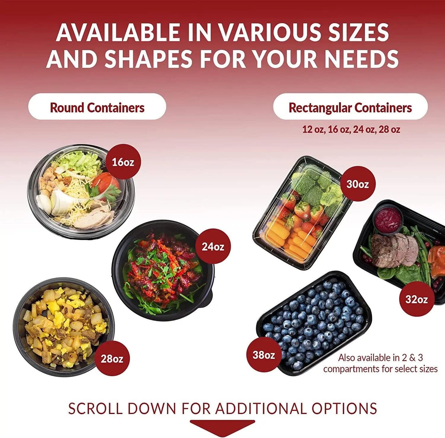Meal Prep Containers (50 Pack, 32 Oz.) | 1 Compartment Food Containers with Lids | Microwavable Freezer Dishwasher Safe - Bento Box