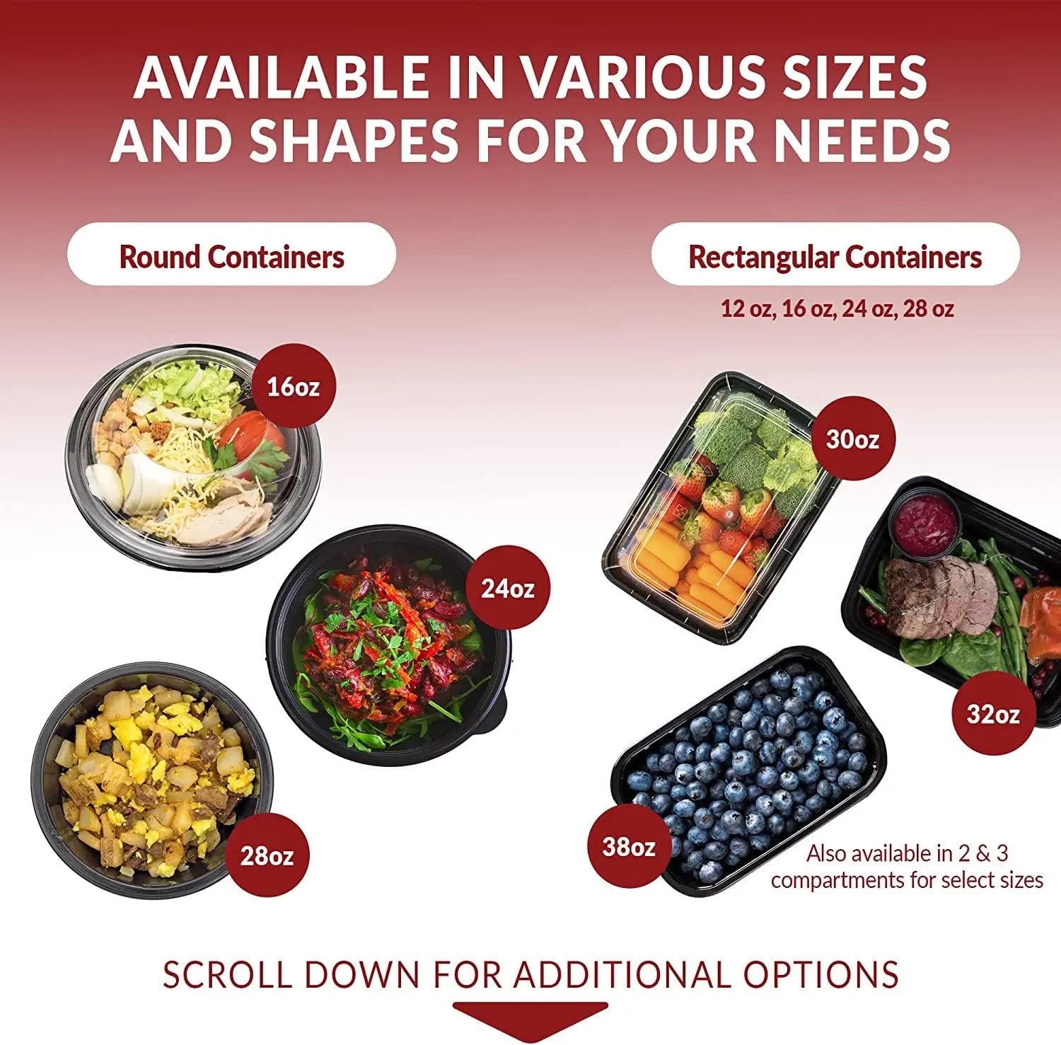 Meal Prep Containers (50 Pack, 32 Oz.) | 1 Compartment Food Containers with Lids | Microwavable Freezer Dishwasher Safe - Bento Box