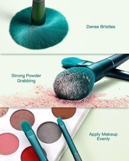 Makeup Brushes Sets,  Professional Makeup Brush Set Synthetic Cosmetics Foundation Powder Concealers Blending Eye Shadows Face Kabuki Makeup Brushes (8Pcs Green)