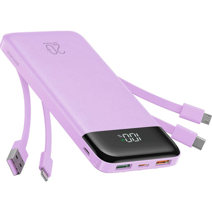 Charmast 20,000Mah Ultra-Slim Power Bank & Portable Charger – 20W Fast Charging with Built-In Cables for Smartphones, Tablets & USB-C Devices – Travel-Friendly Rechargeable Battery Pack, Black Compact Digital Gadget，Travel Essentials #Tiktokshopsummersale