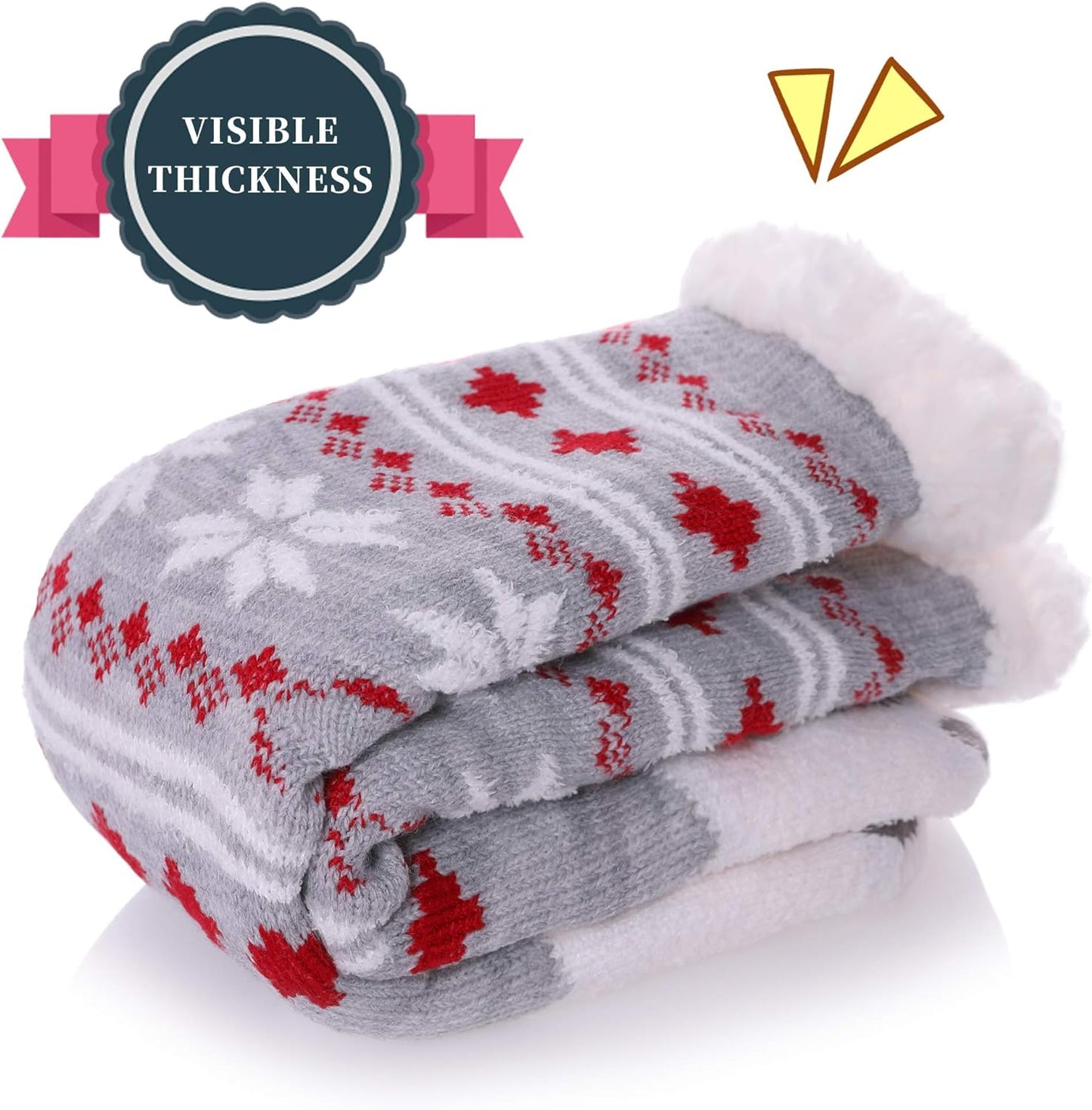 Fuzzy Slipper Socks for Women with Grips Cozy Soft Winter Non Slip Warm Socks