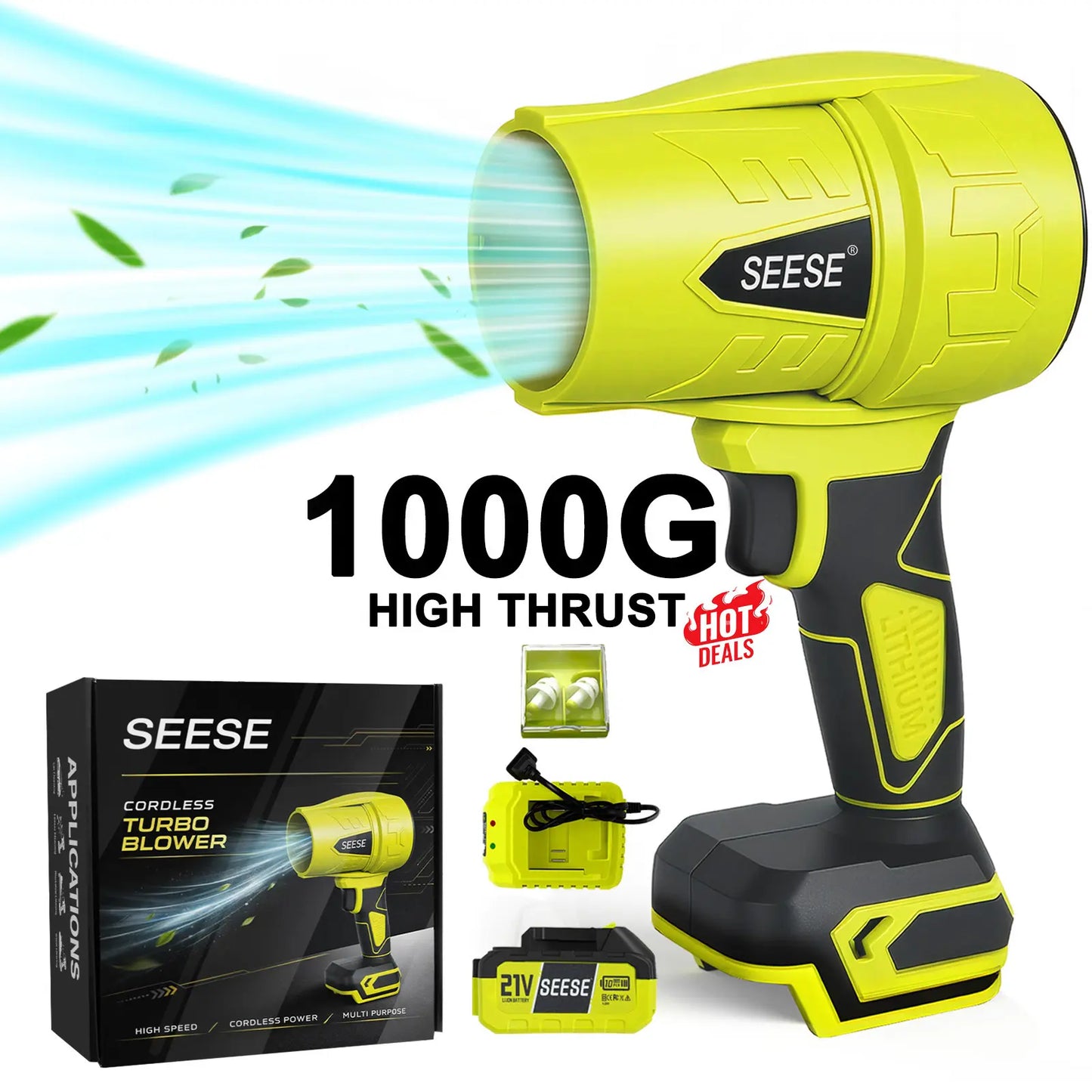 SEESE Turbo Jet Blower,Leaf Blower, Violent Turbo Fan, Pure Copper Motor,Car Drying after Wash, Handheld Snow Blower,Cordless Turbo Power Air Duster,Home Improve,Garden Mainte Holiday Gifts