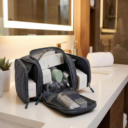 Travel Hanging Toiletry Wash Bag Makeup Cosmetic Organizer - Large Waterproof Hanging Toiletry Bags for Women and Men - Travel Essentials Accessories Hanging Wash Bag (Snowgray)