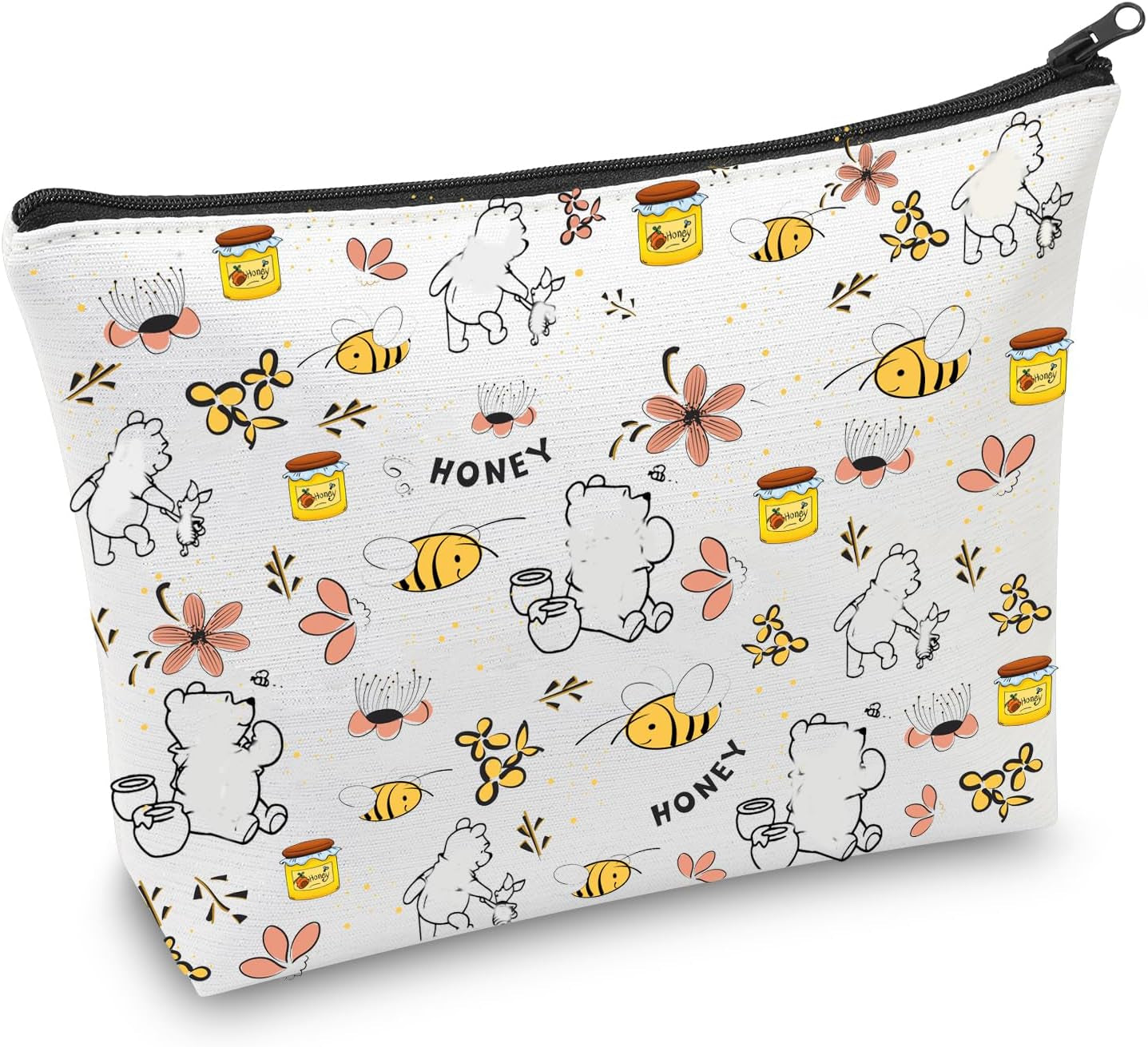Cartoon Bear Makeup Bag Cosmetic Bag Bear Lover Gifts Bag for Women Friends Honey Bee Gifts Travel Pouch Toiletry Case (Bear Bag)
