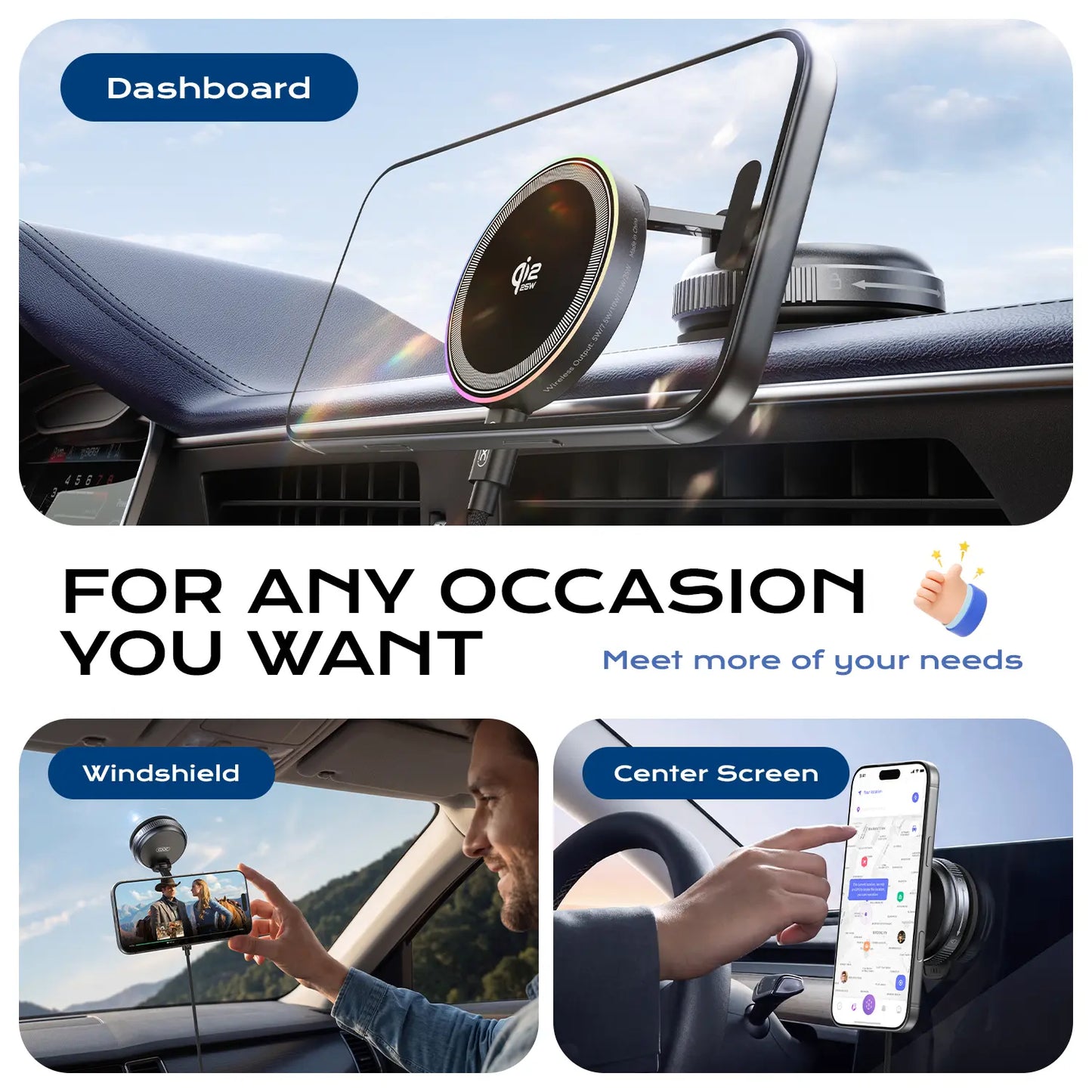 Qi2.2 25W Magsafe Car Mount Charger, Magsafe Car Charger, Suction Wireless Charger,Air Vent/Dashboard Magnetic Wireless Phone Holder Mount for Iphone 17/16/15/14/13/12, Galaxy S25, Pixel 10, Fast Charging