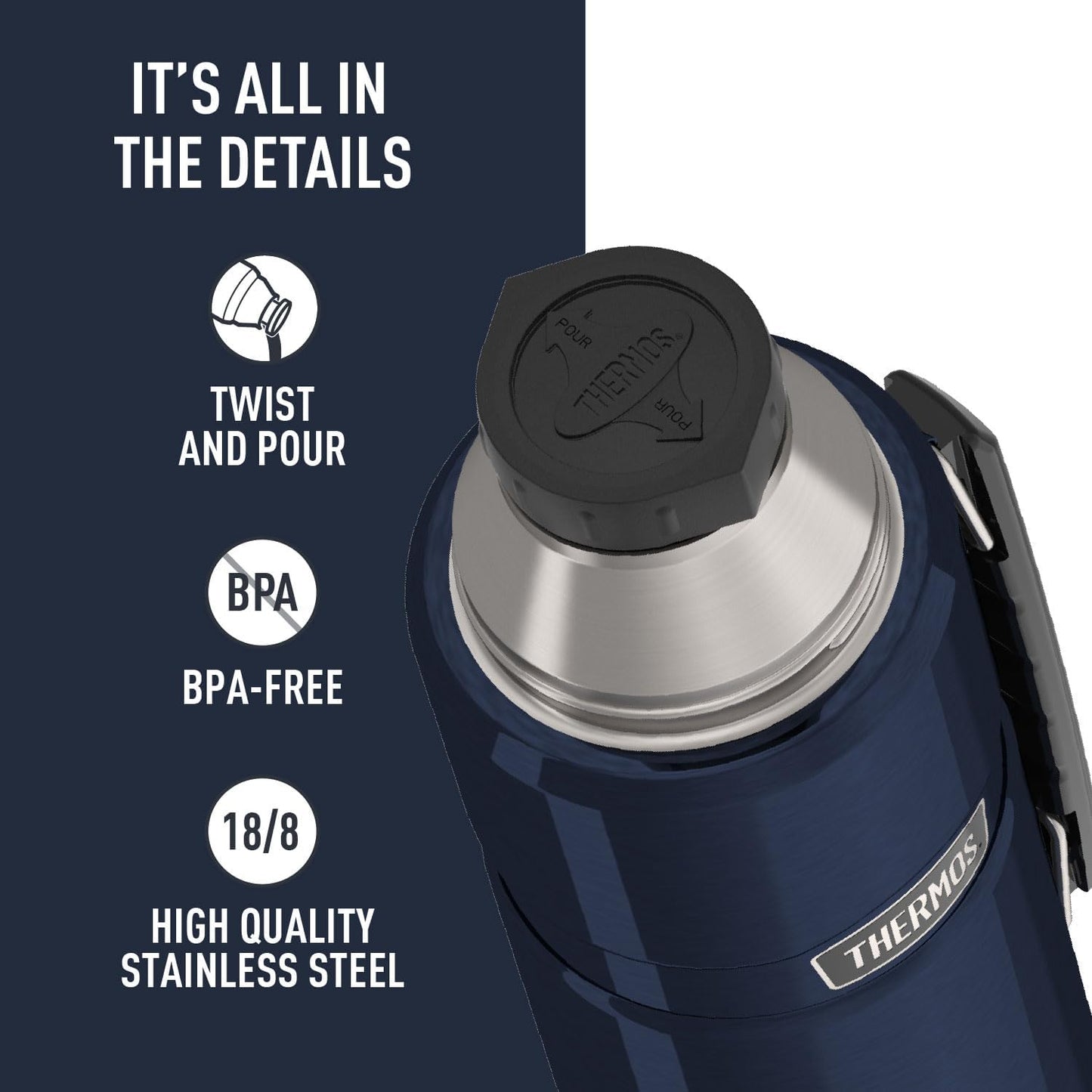 SK2010MDB4 Beverage Bottle, 40 Ounce, Matte Blue