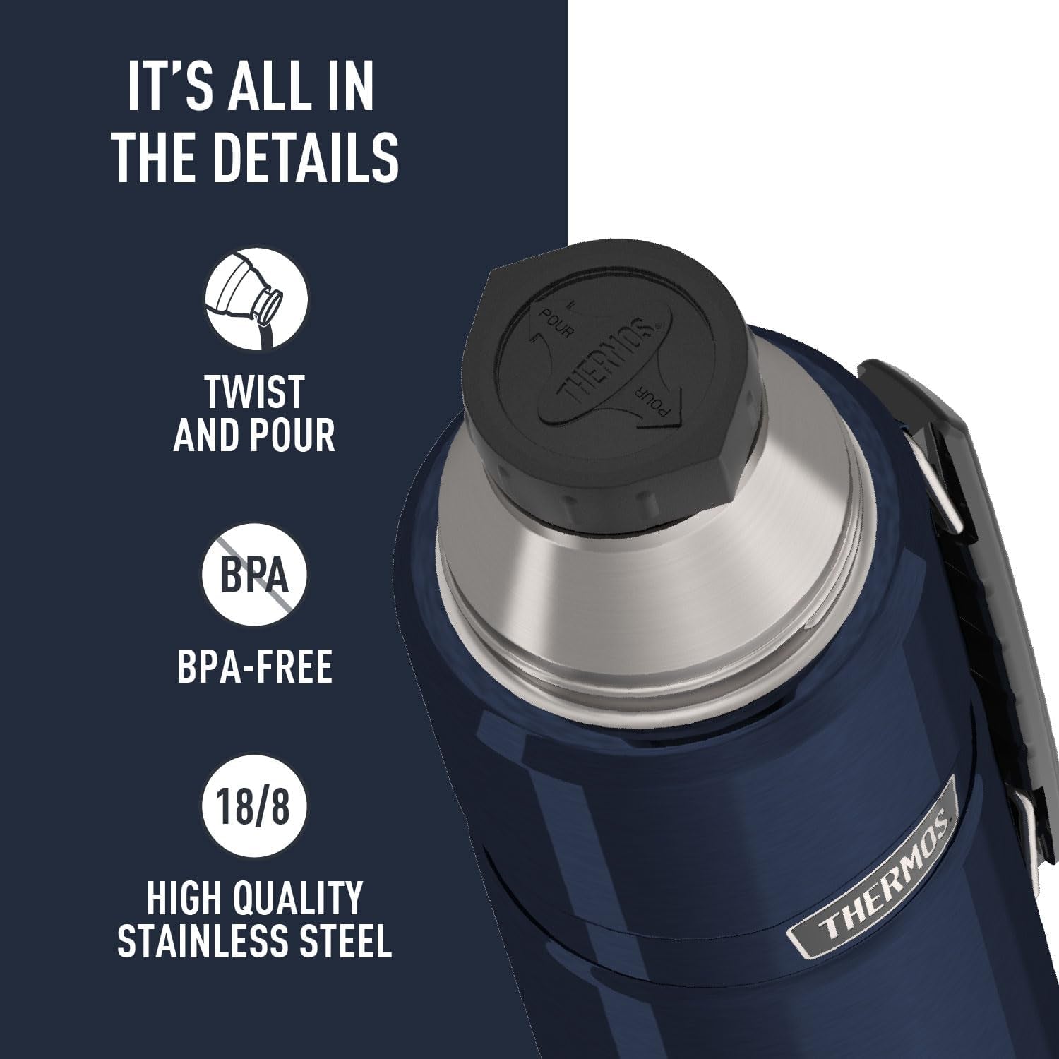 SK2010MDB4 Beverage Bottle, 40 Ounce, Matte Blue