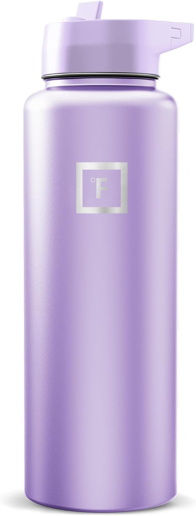 40 Oz Wide Mouth Water Bottle with Straw | Insulated Stainless Steel Sports Water Bottle with Leakproof Straw Lid - BPA Free, Cold 24 Hrs, Sweat Free (Lavender)