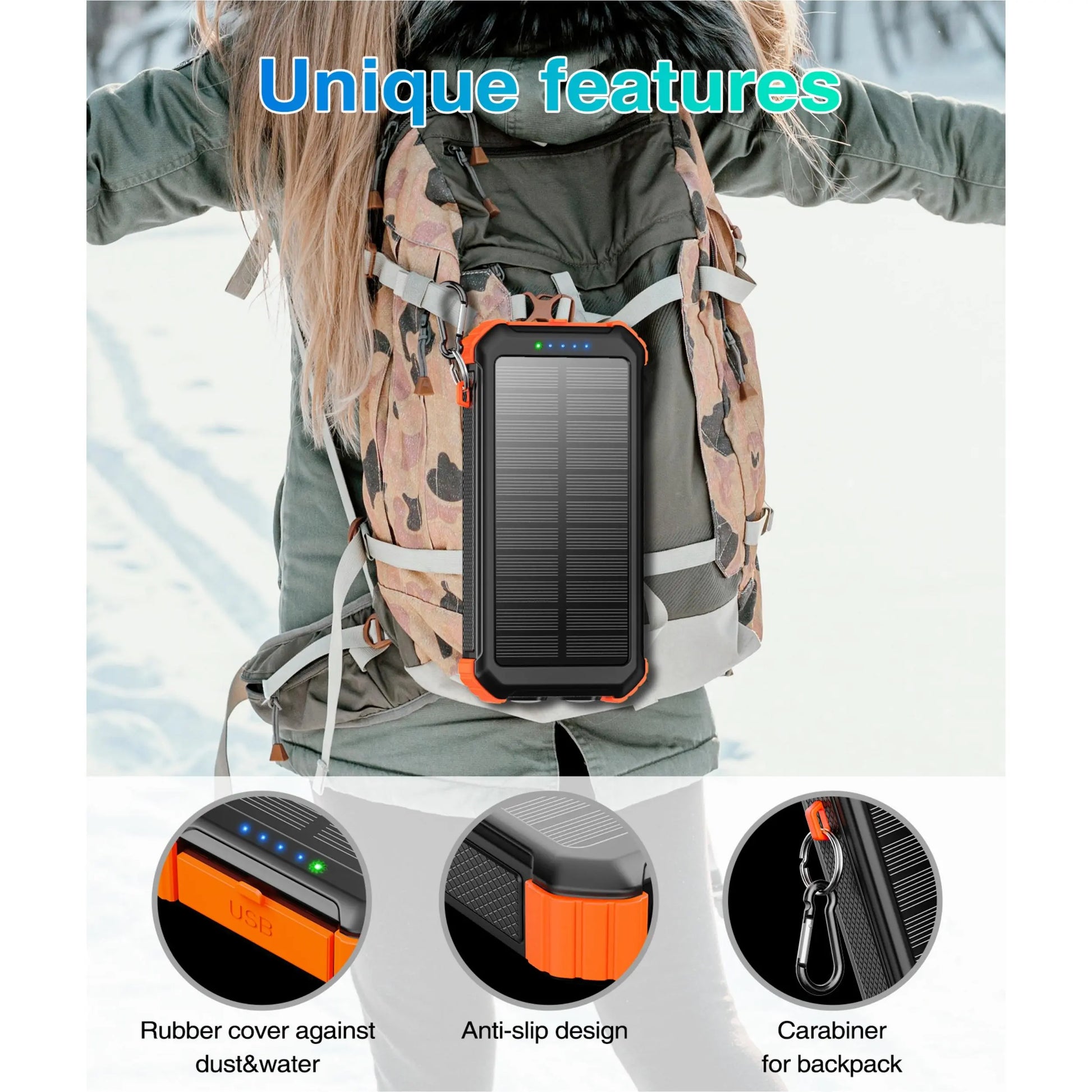 45800Mah Solar Power Bank, Built in 3 Cables Portable Phone Charger with USB C, 5V3.1A QC 3.0 Fast Charging, Compatible with Iphone, Samsung, Google, Apple, and More Smartphone Tiktokshopbacktoschool