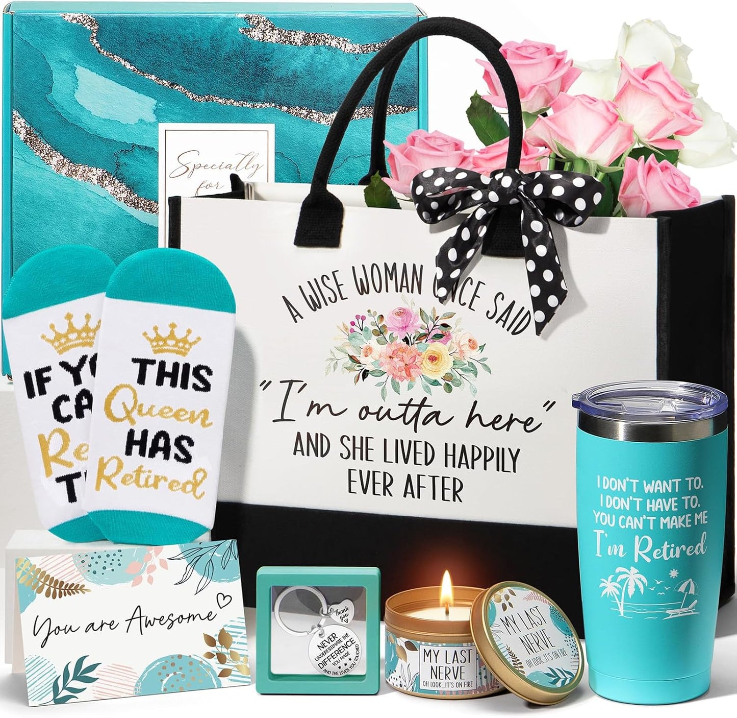 Retirement Gifts for Women 2026, Best Cool Retirement Gifts for Coworker Teacher Nurses Boss Friends Mom Grandma Retirees, Coworker Farewell Leaving Going Away Gift with 20Oz Tumbler Canvas Tote Bag | Cool Retirement Gifts Basket for Retiree Nurse Boss Friend Mom Grandma, Coworker Farewell Leaving Going Away Gift W/ Tote Bag