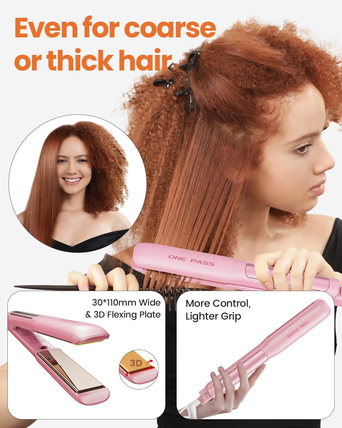 Hair Straighteners, Ionic Titanium Plate for Smooth Shiny Results, 20S Fast Heat up Flat Iron, Clear LCD Display, 2 in 1 Straightener and Curler Styling Tool for Straighten Hair | Fast Heating Titanium Flat Iron with Negative Ions, 3D Floating Plates for Smooth Styling, 11 Adjustable Temps (Pink)