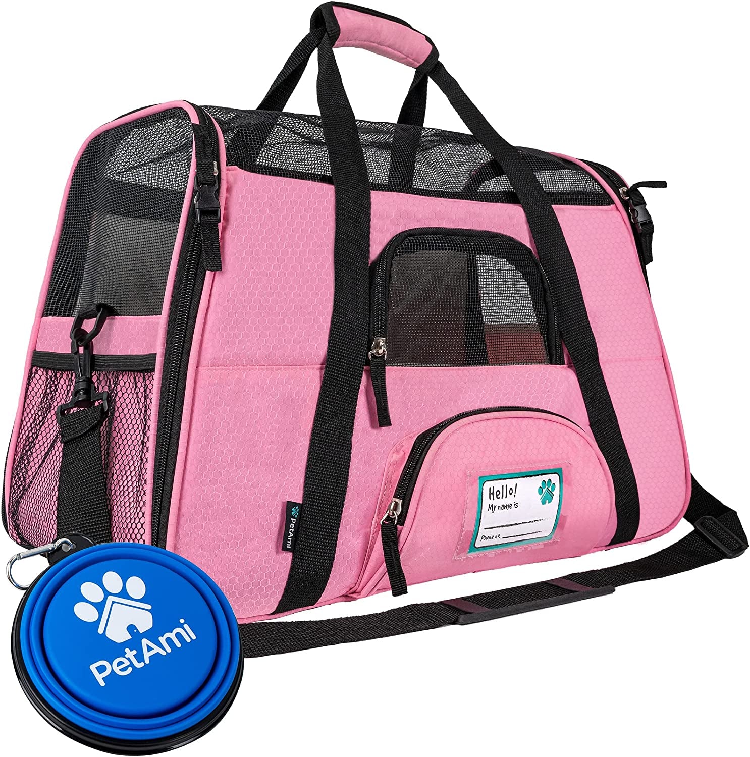 Airline Approved Pet Carrier for Cat, Soft Sided Dog Carrier for Small Dogs, Cat Travel Supplies Accessories for Indoor Cats, Ventilated Pet Carrying Bag Medium Large Kitten Puppy, Large Pink | Soft Sided TSA Travel Bag, Sherpa Bed, Breathable Mesh Ventilation, Collapsible Bowl, Fits under Seat, up to 18 Lbs