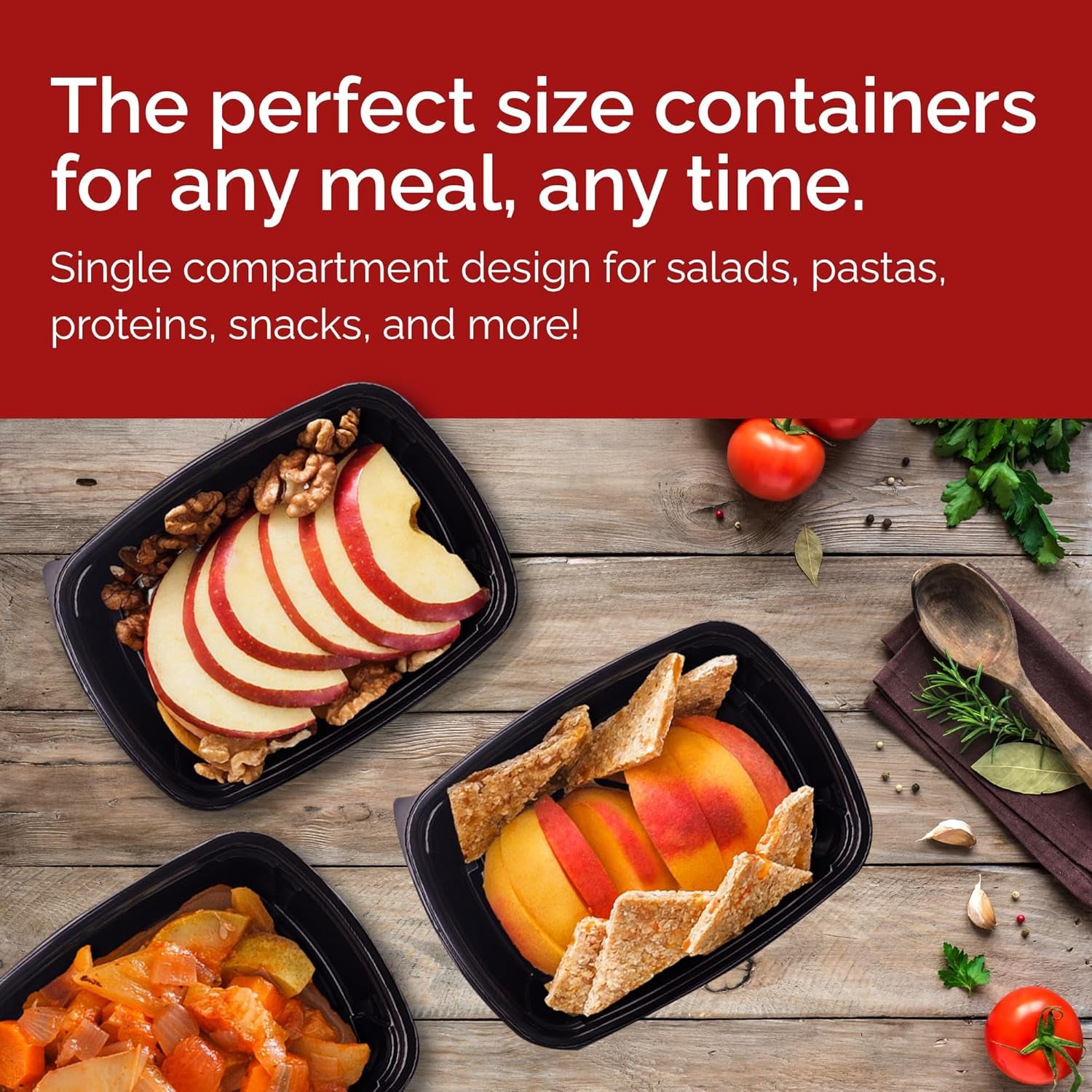 Meal Prep Containers (50 Pack, 32 Oz.) | 1 Compartment Food Containers with Lids | Microwavable Freezer Dishwasher Safe - Bento Box