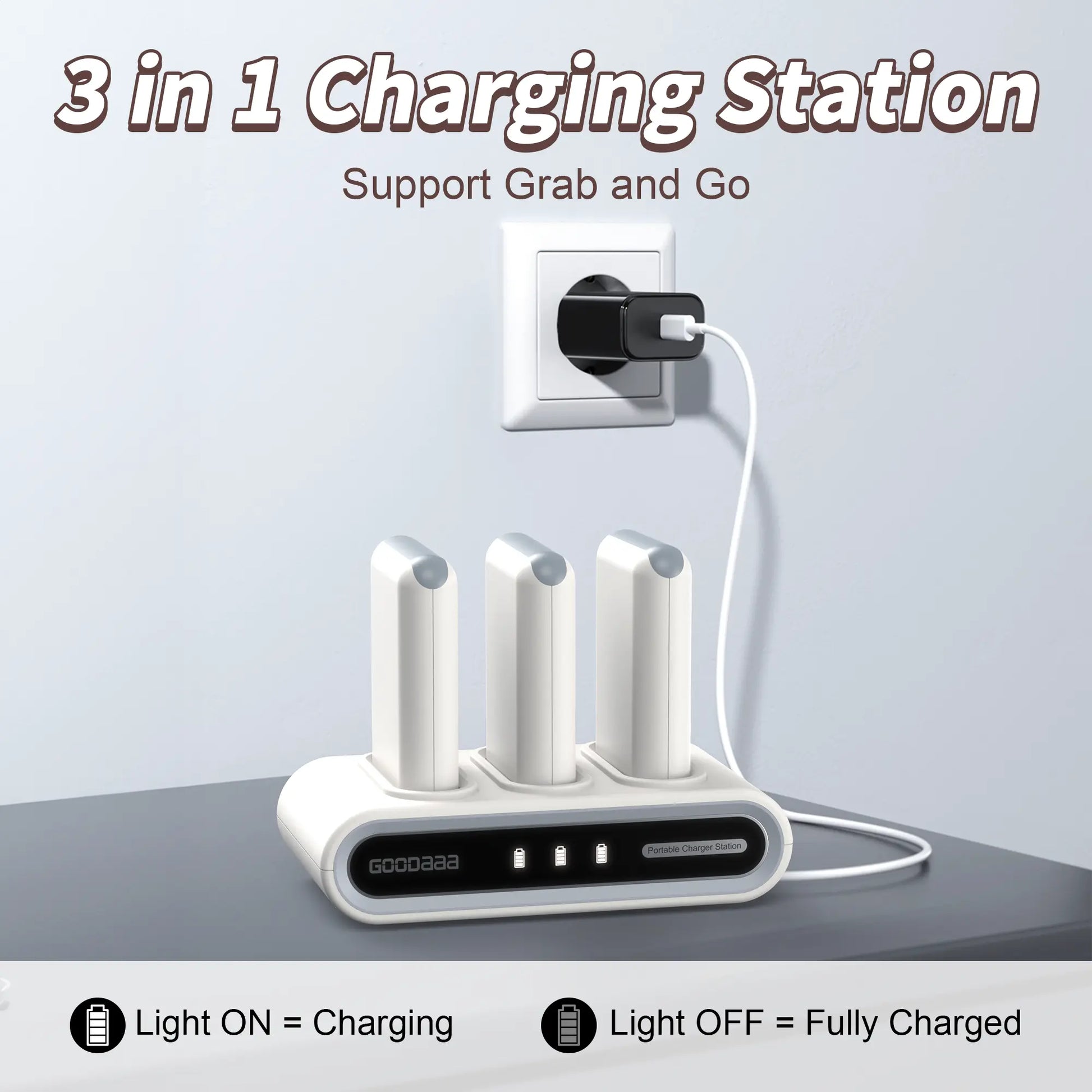 Goodaaa 3-Pack 10000Mah Portable Charger with Charging Dock Station, Built-In Cables, Family Power Hub for Home, Office, Travel, Parties, Dorms & Perfect Gift Tiktokshopbacktoschool