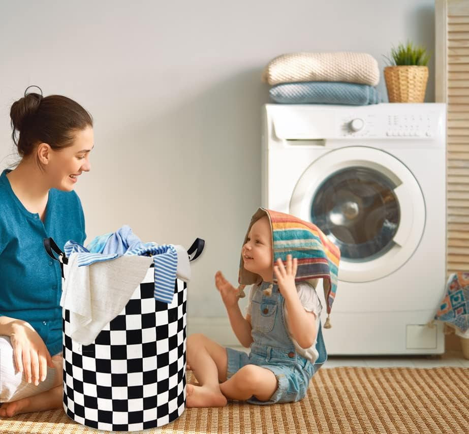 Boys Laundry Basket Hamper Kids Hamper Car Toy Organizer Bins for Room Decor,Gift Basket for Bedroom(Racing Flag)