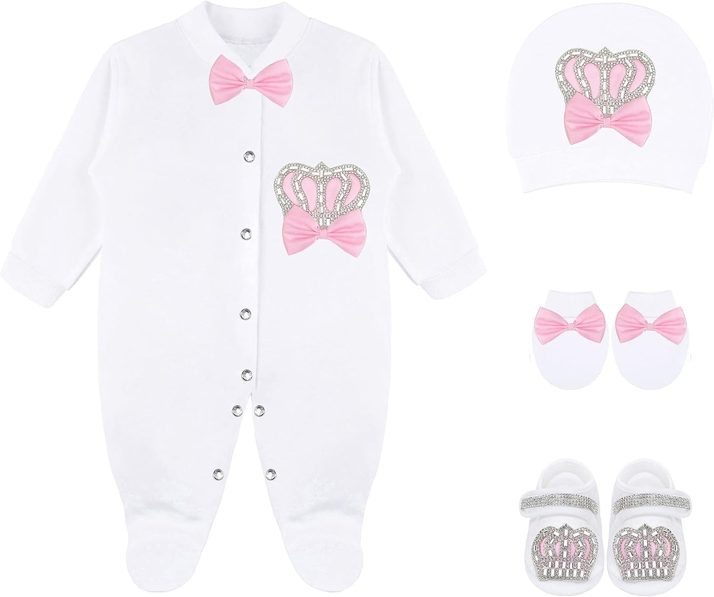Baby Girl Newborn Jewels Layette 4 Piece Gift Set