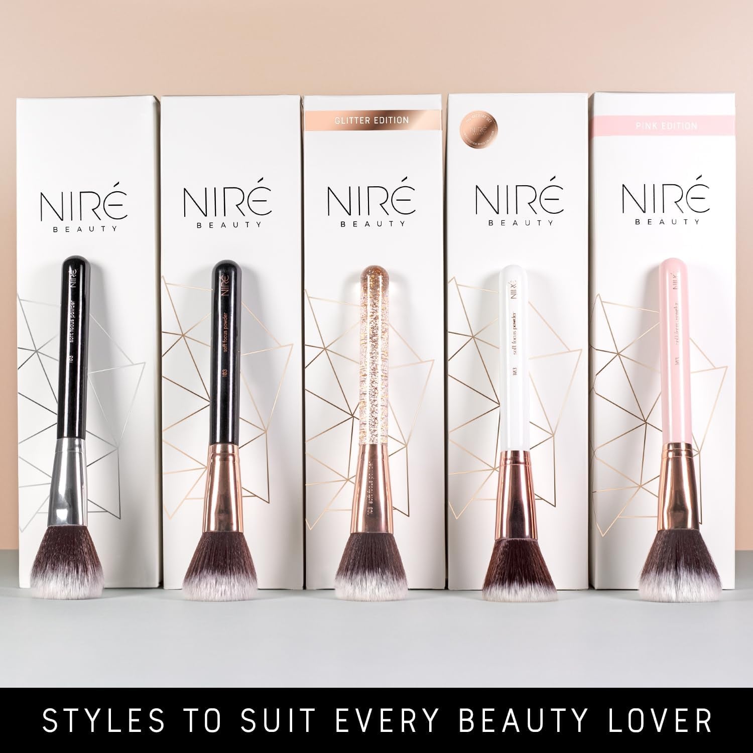 Beauty Professional Makeup Brush Set, Vegan, 15Pc, Black Rose Gold | Kabuki, Blusher, Foundation, Powder, Contour, Eyeshadow, Brow Heads, Blending Sponge, Brush Cleaner, Beginner Guide, Gift Box
