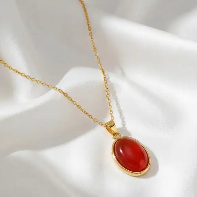 CARNELIAN ATTRACTION PENDANT CHAIN NECKLACE | 18K Gold Filled - Attracts Love, Passion, and Soulmate Energy | Woman Jewelry